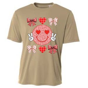 Valentines Day Hearts Leopard Love Funny Women Cooling Performance Crew T-Shirt