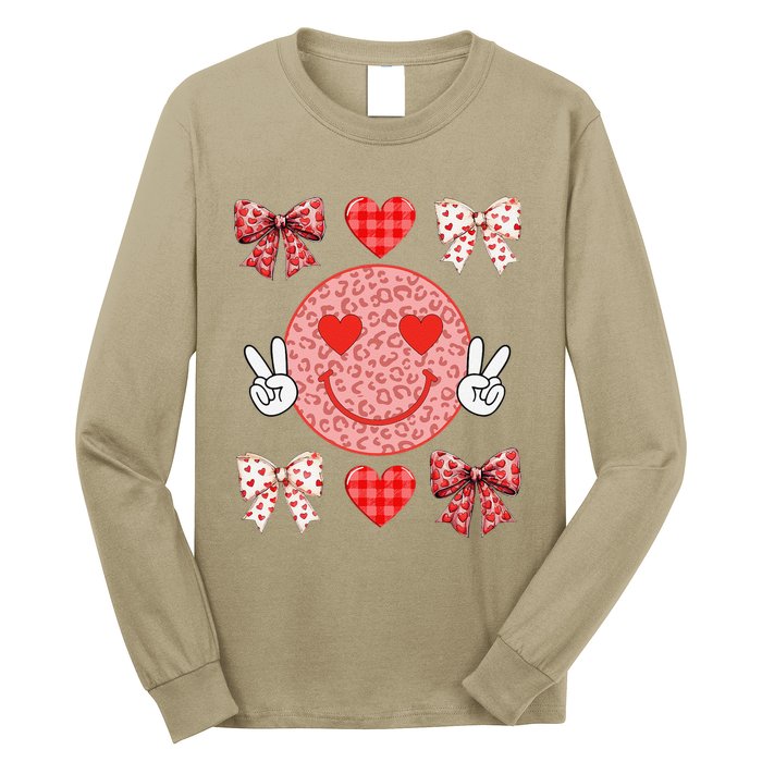 Valentines Day Hearts Leopard Love Funny Women Long Sleeve Shirt