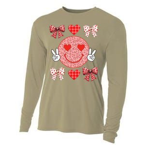 Valentines Day Hearts Leopard Love Funny Women Cooling Performance Long Sleeve Crew