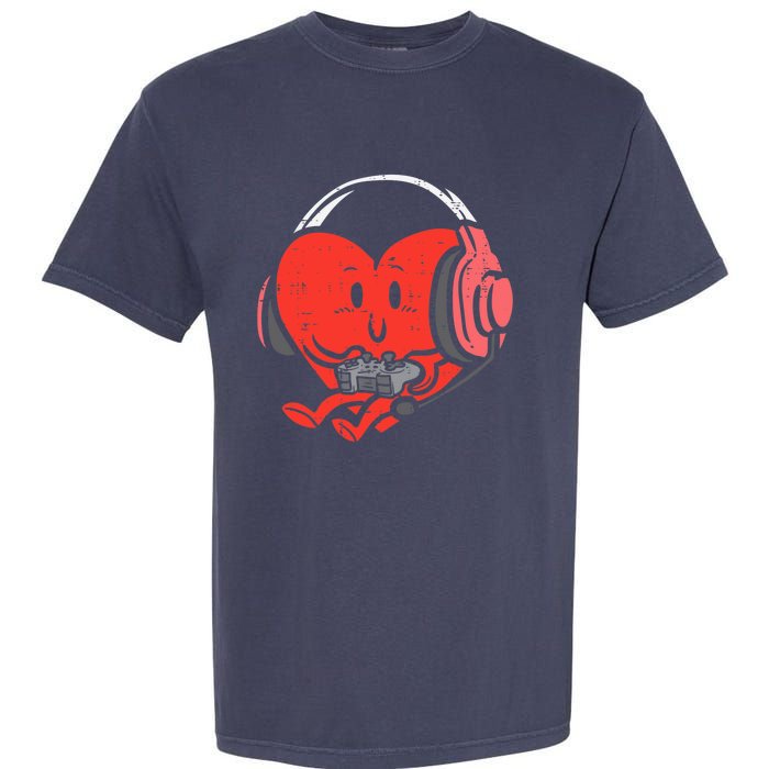 Valentines Day Heart Gamer Gaming Garment-Dyed Heavyweight T-Shirt