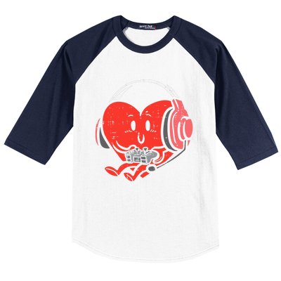 Valentines Day Heart Gamer Gaming Baseball Sleeve Shirt