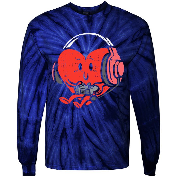 Valentines Day Heart Gamer Gaming Tie-Dye Long Sleeve Shirt