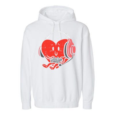 Valentines Day Heart Gamer Gaming Garment-Dyed Fleece Hoodie