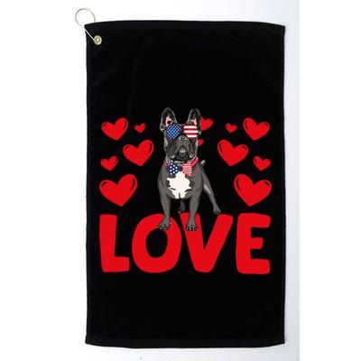 Valentine's Day Hearts Love French Bulldog Animal Lovers Gift Golf Towel
