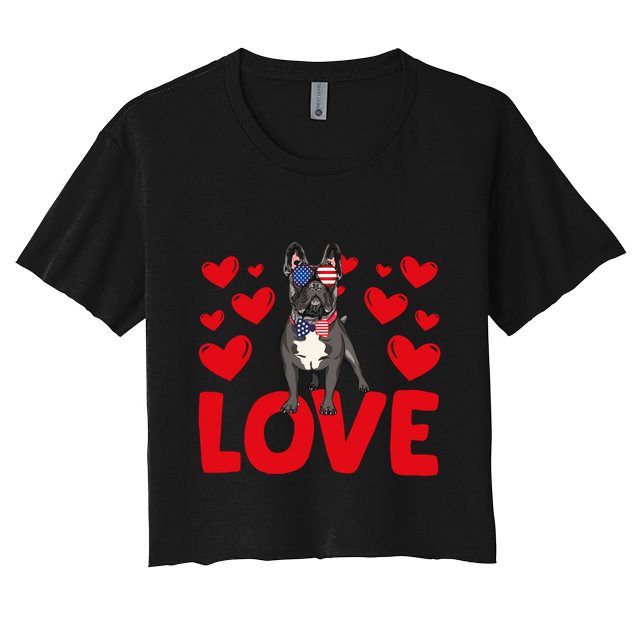 Valentine's Day Hearts Love French Bulldog Animal Lovers Gift Crop Top