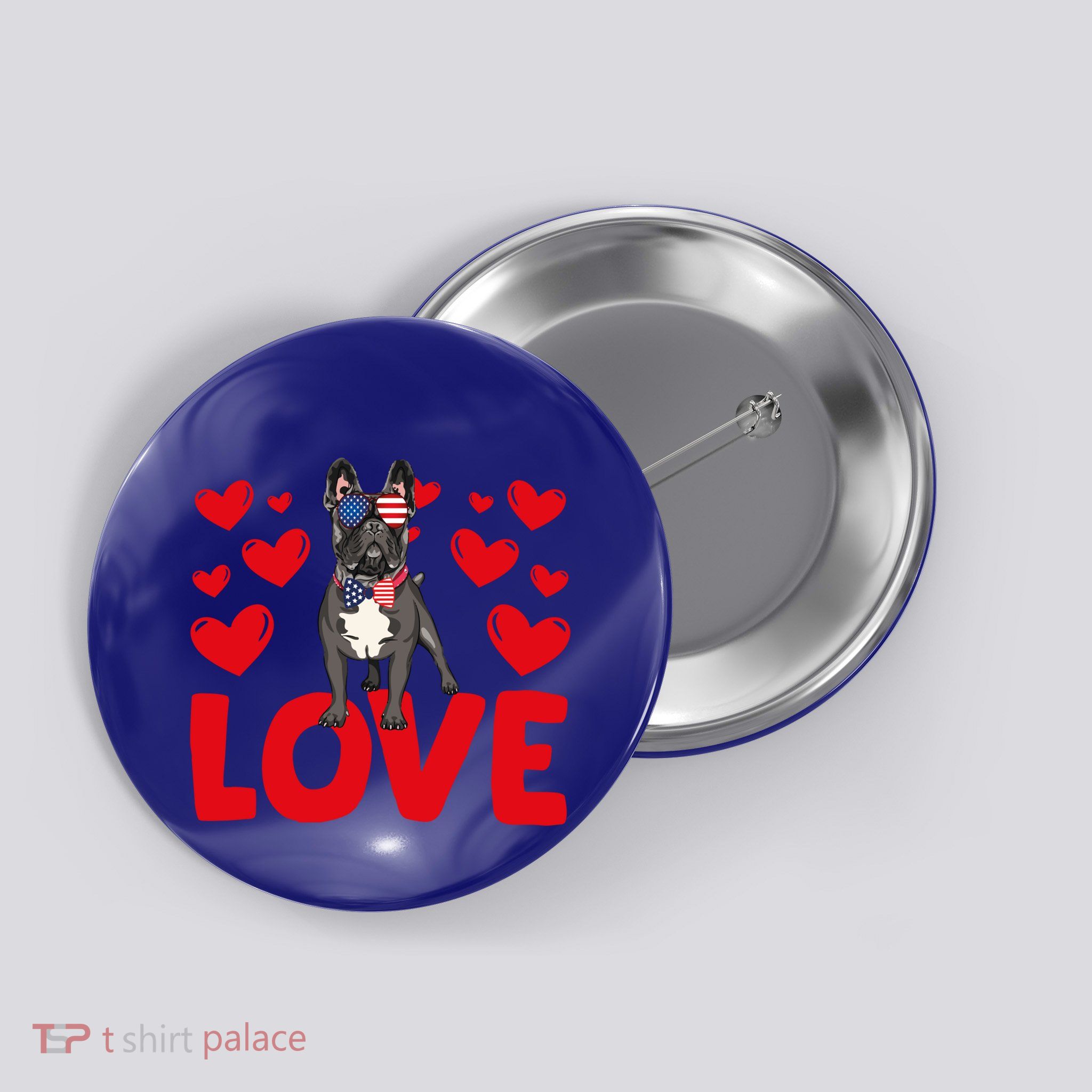 Valentine's Day Hearts Love French Bulldog Animal Lovers Gift Button