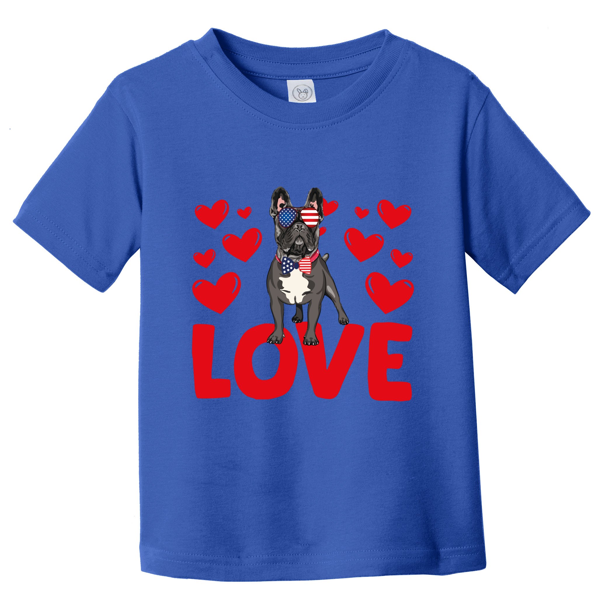 Valentine's Day Hearts Love French Bulldog Animal Lovers Gift Toddler T-Shirt