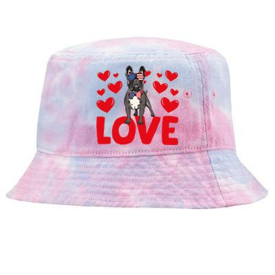 Valentine's Day Hearts Love French Bulldog Animal Lovers Gift Tie-Dyed Bucket Hat