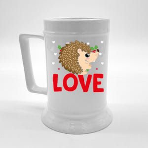 Valentine's Day Hearts Love Hedgehog Animal Lovers Cute Gift Beer Stein