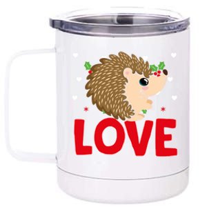 Valentine's Day Hearts Love Hedgehog Animal Lovers Cute Gift 12 oz Stainless Steel Tumbler Cup