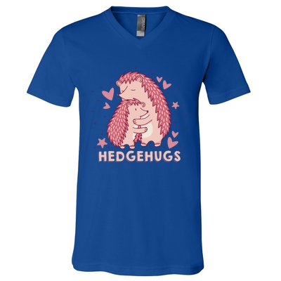 Valentines Day Hedgehog Cuddle Animal Lovers Hedgehugs Gift V-Neck T-Shirt