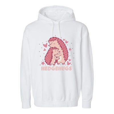 Valentines Day Hedgehog Cuddle Animal Lovers Hedgehugs Gift Garment-Dyed Fleece Hoodie