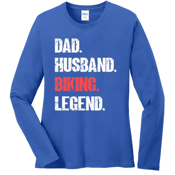 Vintage Dad Husband Biking Legend Ladies Long Sleeve Shirt