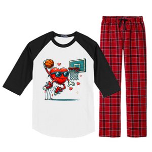 Valentines Day Heart Dunking Basketball Meaningful Gift Raglan Sleeve Pajama Set