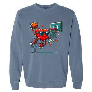 Valentines Day Heart Dunking Basketball Meaningful Gift Garment-Dyed Sweatshirt