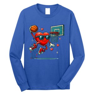 Valentines Day Heart Dunking Basketball Meaningful Gift Long Sleeve Shirt