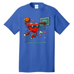 Valentines Day Heart Dunking Basketball Meaningful Gift Tall T-Shirt