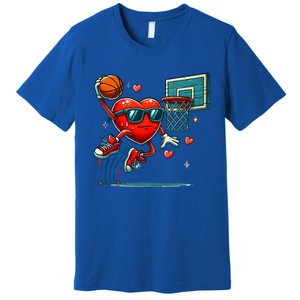 Valentines Day Heart Dunking Basketball Meaningful Gift Premium T-Shirt