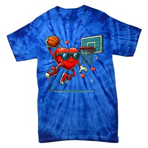 Valentines Day Heart Dunking Basketball Meaningful Gift Tie-Dye T-Shirt