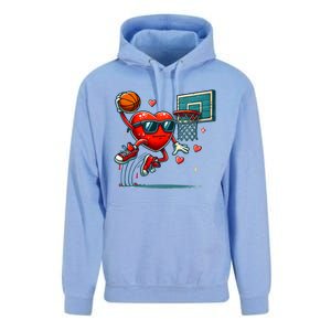 Valentines Day Heart Dunking Basketball Meaningful Gift Unisex Surf Hoodie