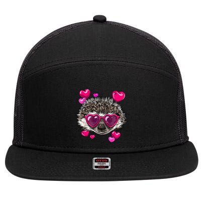 Valentines Day Hedgehog Funny Hedgehog Lover Gift 7 Panel Mesh Trucker Snapback Hat