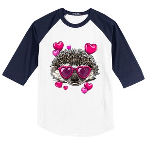 Valentines Day Hedgehog Funny Hedgehog Lover Gift Baseball Sleeve Shirt