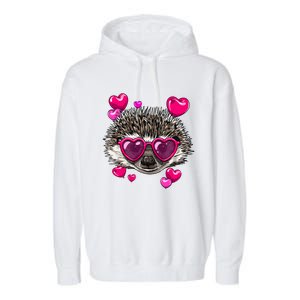 Valentines Day Hedgehog Funny Hedgehog Lover Gift Garment-Dyed Fleece Hoodie