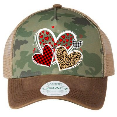 Valentines Day Hearts Love Leopard Red Plaid Legacy Tie Dye Trucker Hat