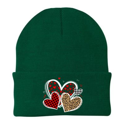 Valentines Day Hearts Love Leopard Red Plaid Knit Cap Winter Beanie