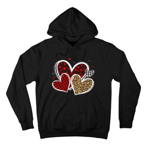 Valentines Day Hearts Love Leopard Red Plaid Hoodie