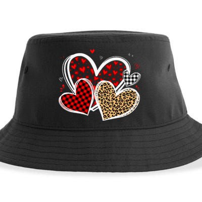 Valentines Day Hearts Love Leopard Red Plaid Sustainable Bucket Hat