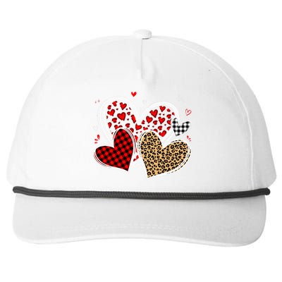 Valentines Day Hearts Love Leopard Red Plaid Snapback Five-Panel Rope Hat