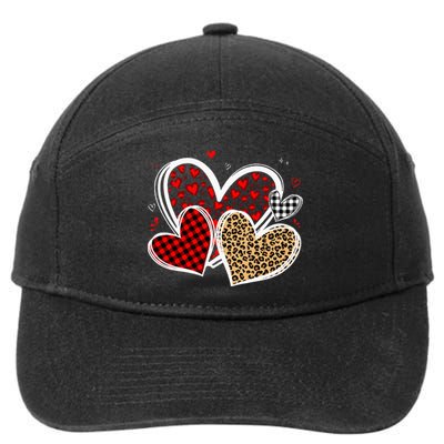 Valentines Day Hearts Love Leopard Red Plaid 7-Panel Snapback Hat