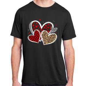 Valentines Day Hearts Love Leopard Red Plaid Adult ChromaSoft Performance T-Shirt