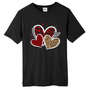 Valentines Day Hearts Love Leopard Red Plaid Tall Fusion ChromaSoft Performance T-Shirt