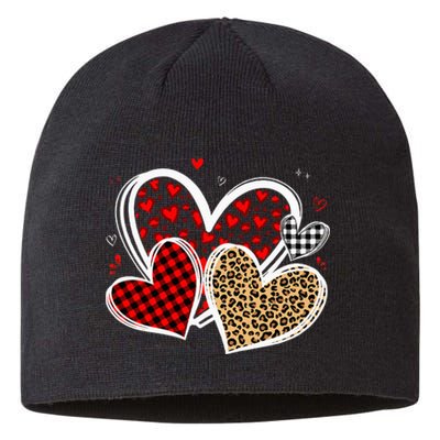 Valentines Day Hearts Love Leopard Red Plaid Sustainable Beanie