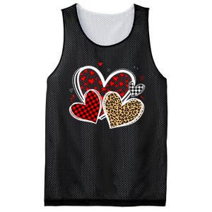 Valentines Day Hearts Love Leopard Red Plaid Mesh Reversible Basketball Jersey Tank