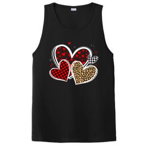 Valentines Day Hearts Love Leopard Red Plaid PosiCharge Competitor Tank