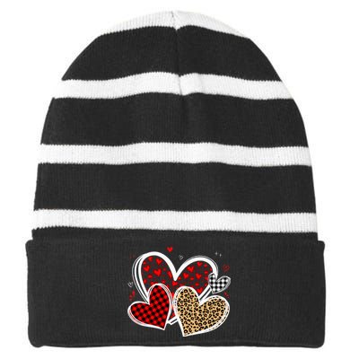 Valentines Day Hearts Love Leopard Red Plaid Striped Beanie with Solid Band