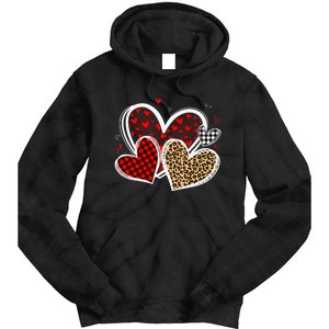 Valentines Day Hearts Love Leopard Red Plaid Tie Dye Hoodie