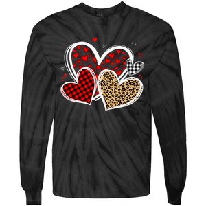 Valentines Day Hearts Love Leopard Red Plaid Tie-Dye Long Sleeve Shirt