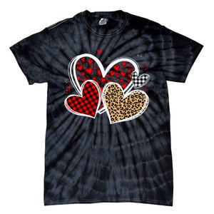 Valentines Day Hearts Love Leopard Red Plaid Tie-Dye T-Shirt