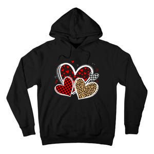 Valentines Day Hearts Love Leopard Red Plaid Tall Hoodie