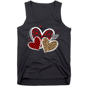 Valentines Day Hearts Love Leopard Red Plaid Tank Top