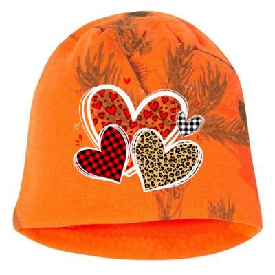 Valentines Day Hearts Love Leopard Red Plaid Kati - Camo Knit Beanie