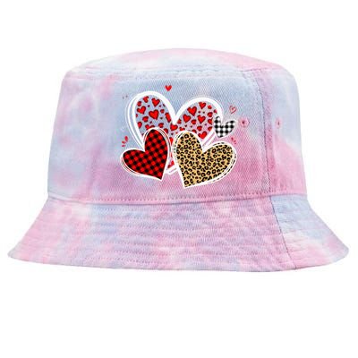 Valentines Day Hearts Love Leopard Red Plaid Tie-Dyed Bucket Hat