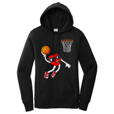 Valentines Day Heart Dunking Basketball Boys Girls K.i.d.s Women's Pullover Hoodie