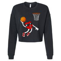 Valentines Day Heart Dunking Basketball Boys Girls K.i.d.s Cropped Pullover Crew