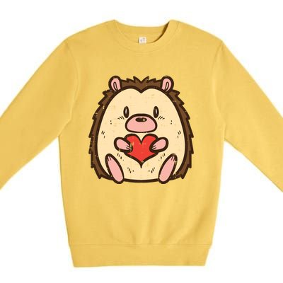 Valentines Day Hedgehog Heart Great Gift Premium Crewneck Sweatshirt