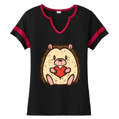 Valentines Day Hedgehog Heart Great Gift Ladies Halftime Notch Neck Tee